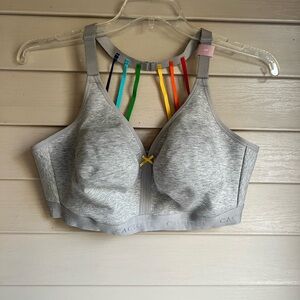 Cacique Light Gray Bra with Rainbow Strap Accents Size 40F